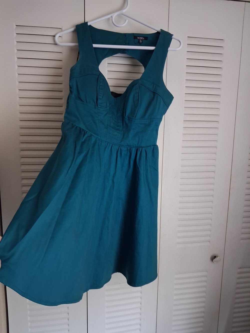 XOXO BEAUTIFUL Xhilaration Teal Fit-and-Flare Dress-BLUE-Size 5/6. Like New